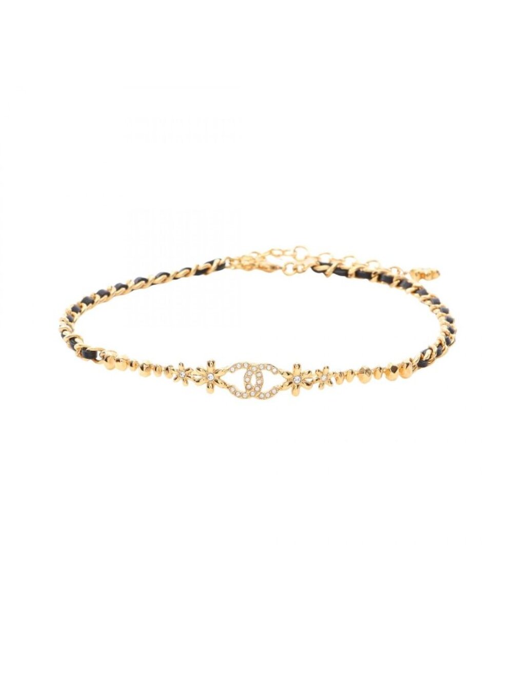 Chanel Choker CC Logo Chain Leather Necklace